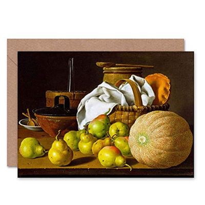 Wee Blue Coo CARD GREETING GIFT PAINTING STILL LIFE MELENDEZ PEARS MELON