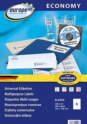 europe 100 ?tiquettes pour inkjet/laser/copieur, 105x148,5mm