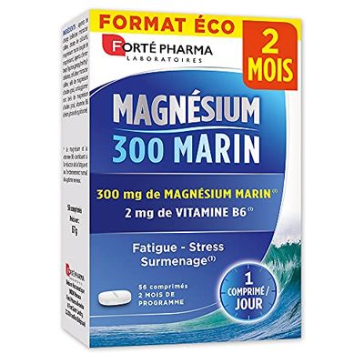 Forté Pharma - Magnésium 300 Marin | Complément Alimentaire à base de Magnésium Marin et Vitamine B6 - Anti Stress Adulte | 56 comprimés