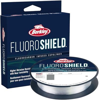 Berkley FluoroShield™ Fluorocarbon Co-Polymer fiskelina - låg synlighet, nötningsbeständig och hög kastbarhet för spinn- och kastrullar, Clear, 0,012 in|0,30 mm, 12 lb|5,4 kg, 300 yd|274 m