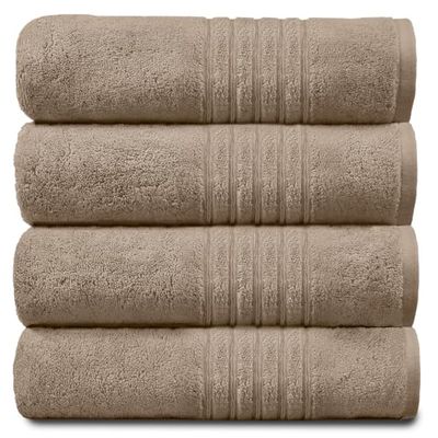 GC GAVENO CAVAILIA Lot de 4 Grands draps de Bain en Coton égyptien de qualité supérieure - Très absorbants et à séchage Rapide - Lavables - Naturel