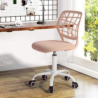 FurnitureR Chaise de Bureau à Domicile, Siège D'ordinateur Moderne et Réglable, Chaise de Bureau sans Accoudoir Pivotante, Chaise de Bureau pour Jeunes, Salle d'étude, Rose