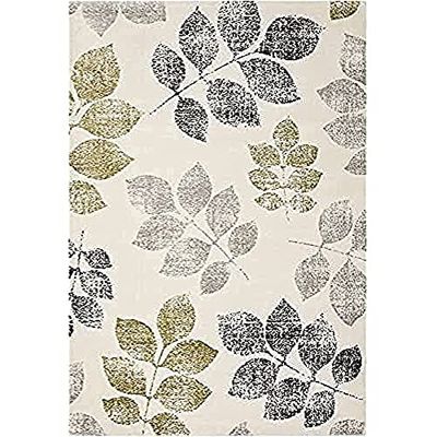 Tapis rectangulaire d'intérieur moderne tissé , collection Porcello, PRL3729, en ivoire / vert, 160 X 231 cm pour le salon, la chambre ou tout autre espace intérieur par SAFAVIEH.