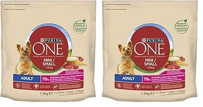Purina One Mini e Small < 10kg Adult Crocchette Cani con Manzo e Riso, 1.5 kg (Confezione da 2)