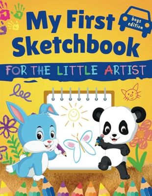 My First Sketchbook for the Little Artist: Boys Edition, 8.5''x11'' Sketch Pad for Kids Ages 2-6, Drawing & Coloring Art Paper for Toddlers and ... Pages for Doodles, Scribbles, Stamp & Collage