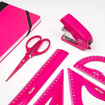MILAN® Pack règles dessin technique, agrafeuse, ciseaux bureau et cahier, série Acid rose