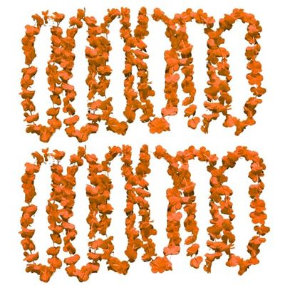 UV FLOOR - Collier De Fleurs Orange Fluo - Qualité Premium - Accessoire Fluorescent - Fête - Déguisement - Lot de 12