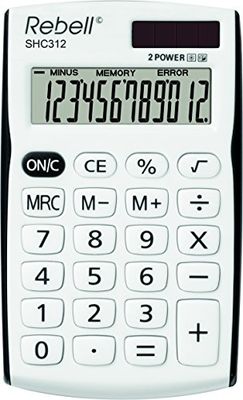 REBELL re de shc312 Petit Calculatrice, écran 12 chiffres, blanc/noir