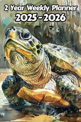 Turtle 2 Year Weekly Planner: 104 Week Sunday to Saturday Calendar | Gift For People Who Love Reptiles, Marine Sea Life Lovers | For Back To School, Office, Work | 6 x 9 Inches | v6