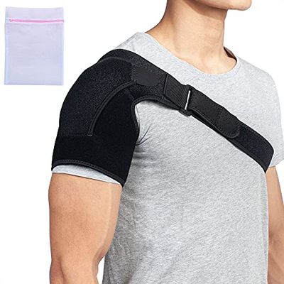 360 RELIEF - Adjustable Shoulder Brace Support for Dislocated AC Joint, Frozen Shoulder | Muscle Pain Relief, Sprain, Tendinitis | Black Fits Both Left or Right Shoulder