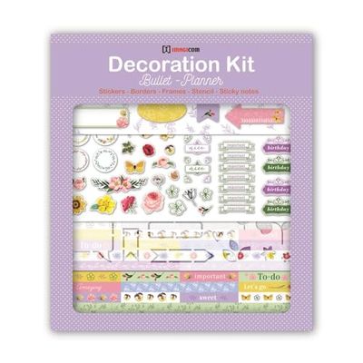 Kit de decoración para Bullet Journal y planificador con temática Botanical size 30x34 cm. Stickers, Sticky Notes, Stencil.
