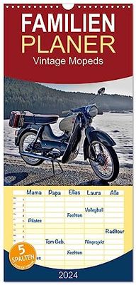 Familienplaner 2024 - Vintage Mopeds mit 5 Spalten (Wandkalender, 21 x 45 cm) CALVENDO: Kleine Krafträder aus vergangenen Zeiten die unser Leben begleitet haben
