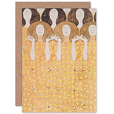 Artery8 Klimt Beethoven Frieze Detail Mural Painting Fine Art Greeting Card Plus Envelope Blank Inside Pittura