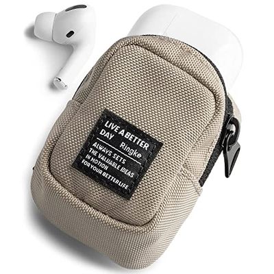 Ringke Mini Pochette Coque AirPods Pro 2, AirPods Pro, AirPods 3, AirPods, Samsung Galaxy Buds 2 Pro, Buds Pro, Buds 2 Mini Pouch Accessoires Pochette Écouteurs - Block (Beige)