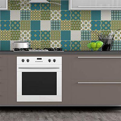 Ambiance Sticker Revestimientos Autoadhesivos para Cocina y Baño Suèdois - 9 Vinilo Azulejos de 15 x15 cm