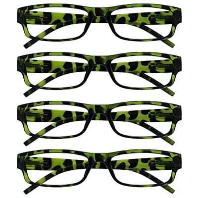 The Reading Glasses Company Verde Tartaruga Lettori Valore 4 Pacco Donna Signora Uvr4Pk009 +3,00 - 88 Gr