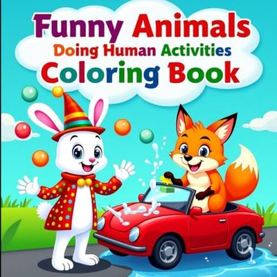 Funny Animals Doing Human Activities Coloring Book for Kids: Delightful Cartoon Animals Driving, Cooking, Playing Sports & More – Fun & Easy Coloring for Ages 3–8