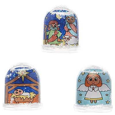 Baker Ross FX297 Kerststal Kleur in Sneeuwbollen - Set van 4, Knutselset voor kinderen, Kerstdecoratie Knutselen, Kleurknutselen voor kinderen
