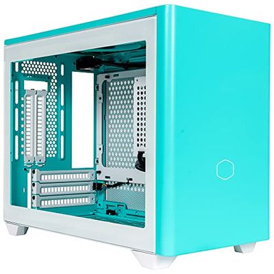 Cooler Master MasterBox NR200P Mini ITX Computer Case - Tempered Glass Side Panel, Superior Cooling Options, Vertical GPU display, Tool-Free 360 Degree Accessibility - Caribbean Blue