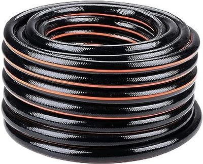 BLACK+DECKER Tuinslang 25 meter, diameter 13 mm, duurzaam pvc, tuinirrigatie, autowassen, zwembadvulling, geschikt voor elke standaardkraan, zwart/oranje