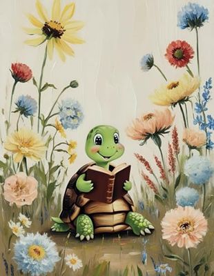 My Reading Journal: A Whimsical Bullet Journal for Kids: Featuring a Cute Turtle Reading in a Flower-Filled Meadow – Fun Dot Grid Notebook for Creative Kids