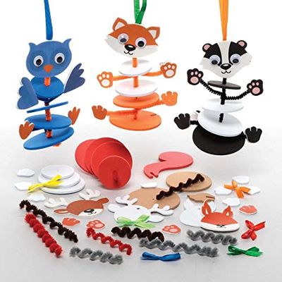 Baker Ross FE847 Kits de Jeux pour Enfants à Empiler motif Animaux de la Jungle - Lot de 6, Activité Manuelle à Décorer, Loisirs Créatifs en Bois pour Enfants