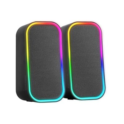 Mars Gaming MSOM, Gaming Luidsprekers 20W, RGB Dynamische Verlichting, Bluetooth 5.3 + AUX-IN Luidsprekers, Volumeregeling Box, Aangepaste DSP Chipset, Universele Compatibiliteit, Zwart