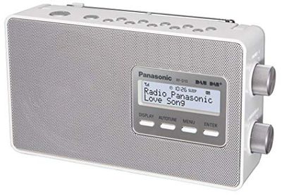 Panasonic Radio FM Portable RF-D10EG-W I Fréquences : FM/DAB/DAB+ 2W HP de 10cm Egaliseur 5 préréglages Horloge Ecran LCD blanc - Version Française