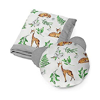 Kospu set di biancheria da letto e cuscino per neonati in cotone e velluto, imbottitura 100% poliestere, coperta per dormire 75 x 100 cm, cuscino per dormire orso æ40 cm