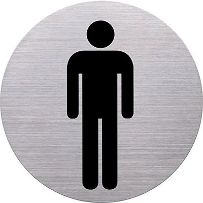 helit H6270900 Men's WC Pictogram Diameter 115 mm/Self Adhesive with Adhesive Pad, Stainless Steel