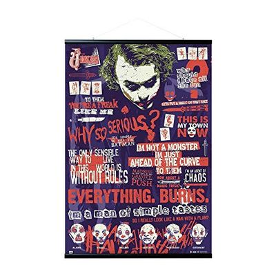 Grupo Erik Poster Batman The Dark Night Joker con appendi poster a stecche magnetiche fai da te, 61x91,5 cm