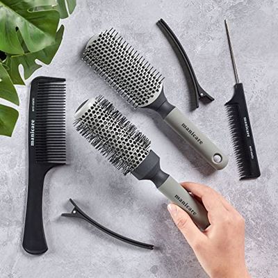 Manicare Hair Care Set, Grooming, Sectioning And Styling Hair, Professional Hairdressing Tools, Anti-Static Comb, Detangling, Ceramic Hairbrushes For Blow drying And Styling, Sleek Smooth Hair