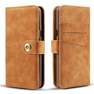 Carcasa de telefono Funda de Cuero con Tapa Horizontal Desmontable Retro for Galaxy Note9, con Ranuras for Tarjetas y Billetera (Negro) (Color : Marrón)