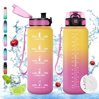 Vikaster Borracce ciclismo, Borraccia 1.5l, Borraccia palestra,Senza BPA & Prova di Perdite, Borracce per, Adulto, Outdoor, Sport, Trekking, Bici, Scuola, Ufficio, Yoga, Palestra, Campeggio