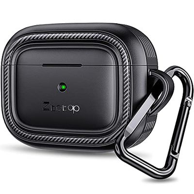 ZtotopCase AirPods 3 hoes 2021, robuuste volledige beschermhoes, elastische draadloze schokdemping, duurzame hoes met gladde huid, sleutelhanger, led, zichtbaar voor 2021 AirPods Pro 2 - zwart