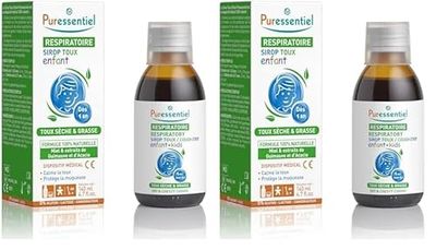 Puressentiel - Respiratoire - Sirop Toux sèche et grasse Enfant - Calme la toux et protège la muqueuse - Bébé à partir de 1 an - Arôme Naturel de Fraise - Dispositif médical - 140 ml (Lot de 2)