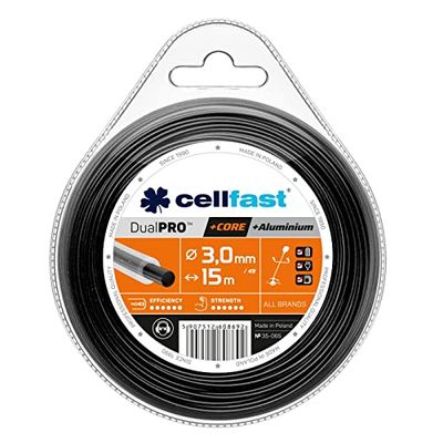 Cellfast Fil de Coupe Dual Pro – Rond, avec Noyau, Solide et Robuste, renforcé avec des Particules d'aluminium, résistant à la Rupture, à l'abrasion et à la Fusion, 3,0 mm x 15 m