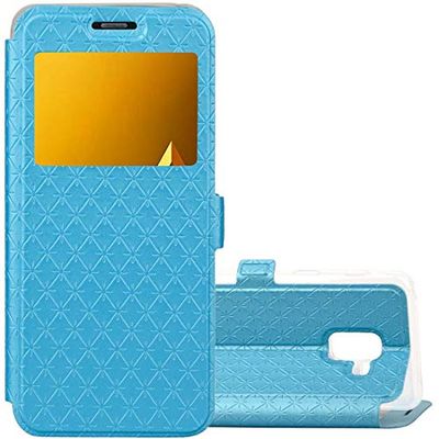 Carcasa de telefono for Galaxy A8 (2018) Argyles Texture Horizontal Flip Funda de Cuero con Soporte y Ranuras for Tarjetas e ID de Pantalla de Llamada (Negro) (Color : Azul)