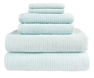 Everplush Diamond Jacquard Towels Set di 6 Asciugamani da Bagno, Microfibra Cotone, Menta di Menta, Set da 6 Pezzi
