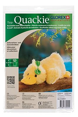 Glorex 0 4549-1 - Doudou à remplir soi-même - Canard Quakie - Environ 27 cm - Cousu en Peluche de qualité supérieure - Il ne Reste Plus qu'à remplir - avec Certificat de Naissance