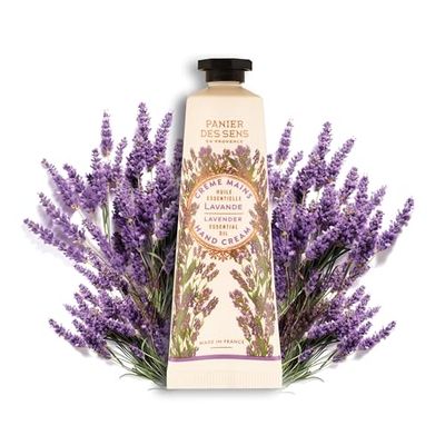 Panier des Sens - Creme de mãos para pele seca - Lavanda- Mini creme de mãos hidratante - com manteiga de carité e azeite de oliva, 97% ingredientes naturais - 30 ml