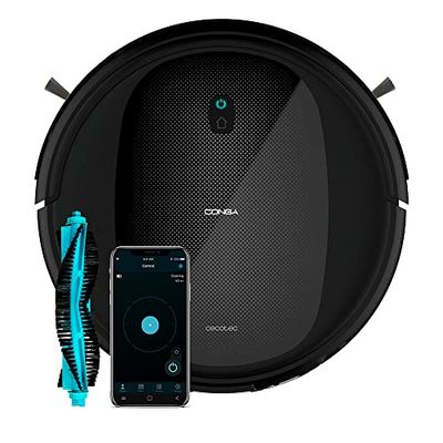Cecotec Robot aspirateur et frigots Conga Flash Connected Vital Technologie Ramdon, 160 Min Autonomie, 2100 Pa, 3 Niveaux de Puissance et de Nettoyage, Brosse Multifonction, 6 Modes et Application