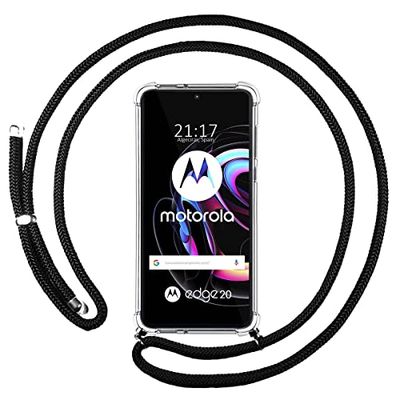 Transparante beschermhoes voor Motorola Edge 20 met zwart koord