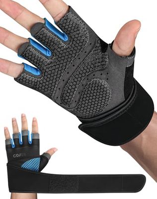 COFIT Ademende Fitnesshandschoenen, Antislip Gewichthefhandschoenen met Polssteun voor Mannen en Vrouwen, Uitstekende Grip & Handpalm Bescherming voor Gewichtheffen, Fitness, Oefening -Blauw S