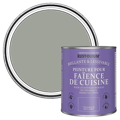 Rust-Oleum Peinture Verte Résistante à l'eau pour Faïence de Cuisine, Finition Brillante - Feuille de Thé 750ml
