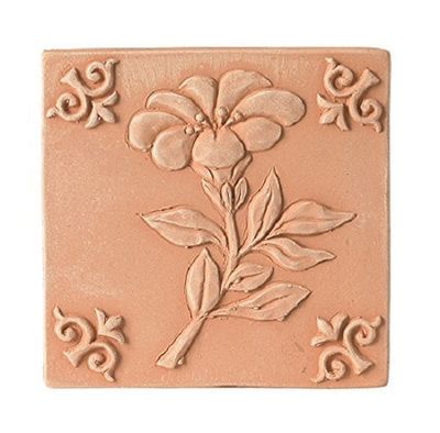 PANNELLI DA PARETE"PEONIA" +"GIRASOLI" (DUE PEZZI) IN TERRACOTTA,FATTI A MANO- MADE IN ITALY - PEONIA: lato cm. 14x 14; GIRASOLI: ALTEZZA CM. 20, LATO CM. 14