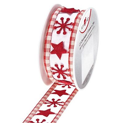 Susy Card 40003429 jultextilband, 1 m x 25 mm, stansband, på liten spole, 1 st, julreve-röd