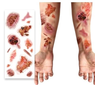 FIESTAS GUIRCA Tatoeages met geïnfecteerde wonden (30 x 13 cm) - make-up en FX voor Halloween, carnaval en kostuumfeesten - zombies en vampiers