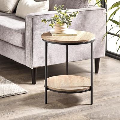 Julian Bowen Tribeca Table Circulaire avec étagère Chêne Sonoma