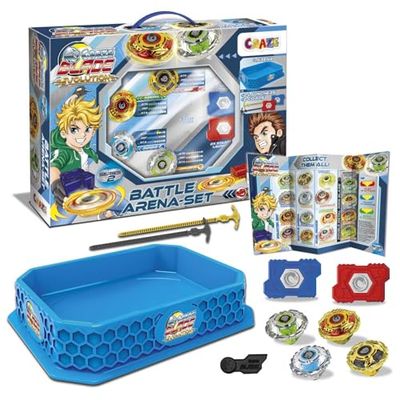 CRAZE Set De Peonzas De Batalla, 4 Peonzas Blade con Lanzadores, 1 Estadio Arena, Peonza de Batalla para Niños, Juguetes para Niños Y Niñas, Trompo con Punta Giratoria